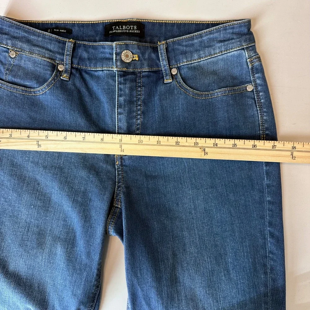 Talbots Slim Ankle Jeans Womens 4 Blue Stretch Mid Rise Straight Denim - Picture 9 of 12